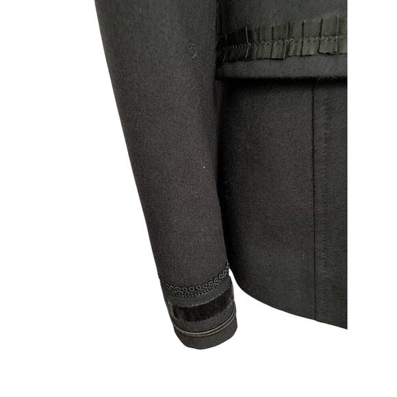 Size 44 (12) Feraud Black Womens Blazer Jacket Braided Trim Vintage Wool Blend - Picture 10 of 12
